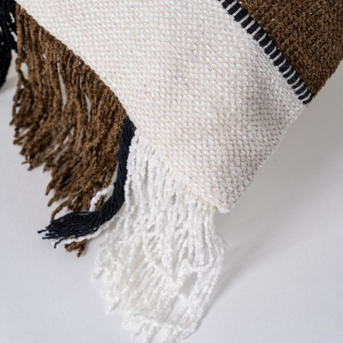 Cojín Blanco-Marrón Algodón/Terciopelo 50 X 50 cm