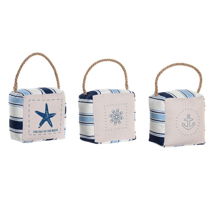 Sujetapuertas Mediterraneo DKD Home Decor Azul Blanco 9 x 20 x 13 cm (6 Unidades)