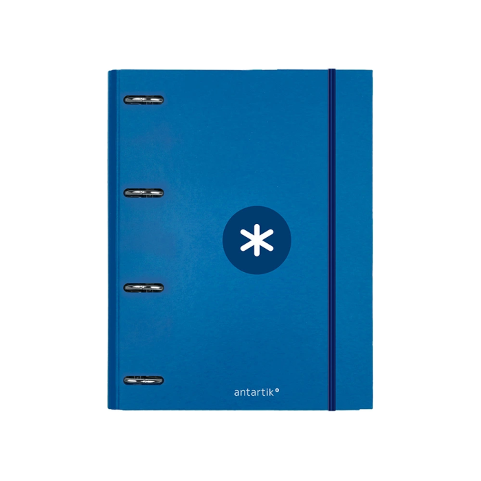 Antartik Carpeta con Recambio A4 Cuadro 5mm Forrada 4 Anillas 25mm Redondas Color Azul Marino 100 Hojas 100g 1