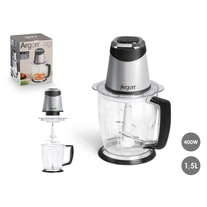 Picador Automático Argon 1.5L 400W, Acero Inoxidable, 18.7x24x18.7 cm, Negro/Plata (6 Unidades) Picador Automático Argon 1.5L 400W, Acero Inoxidable, 18.7x24x18.7 cm, Negro/Plata (6 Unidades)
