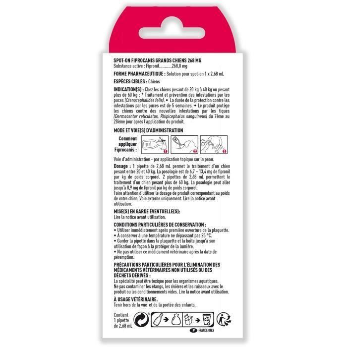 Pipeta de Fipronil Spot-on VETOCANIS - Control de pulgas y garrapatas - Para perros grandes 3 Pipeta de Fipronil Spot-on VETOCANIS - Control de pulgas y garrapatas - Para perros grandes 3