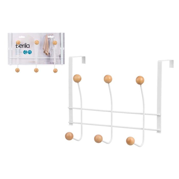 Percha 6 Colgadores Blanca Berilo - Metal y Bambú 28x6.5x22 cm (24 Unidades) Percha 6 Colgadores Blanca Berilo - Metal y Bambú 28x6.5x22 cm (24 Unidades)
