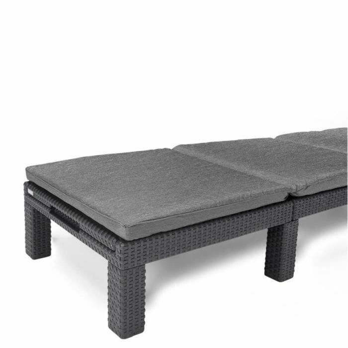 ALLIBERT Tumbona de Jardín Daytona De Luxe Imitación Resina Tejida 4 Posiciones con Cojín Gris Grafito 187x58x29cm 1