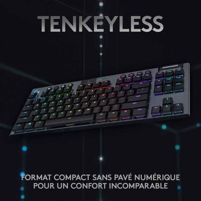 Logitech G915 TKL LIGHTSPEED RGB Teclado mecánico para juegos, inalámbrico, sin teclado numérico - GL Clicky 4