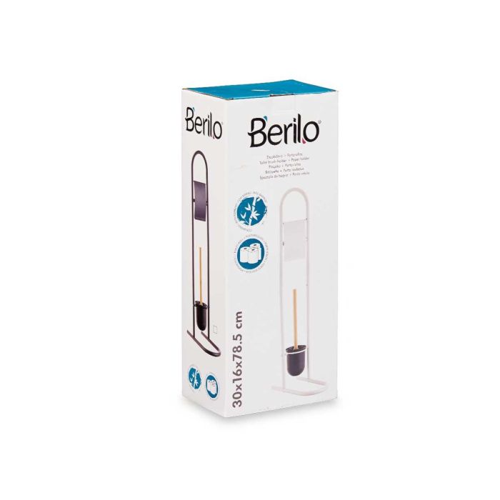 Portarrollo Escobilla Metal Bambu Blanco Berilo 40X10CM (4 Unidades) 2 Portarrollo Escobilla Metal Bambu Blanco Berilo 40X10CM (4 Unidades) 2