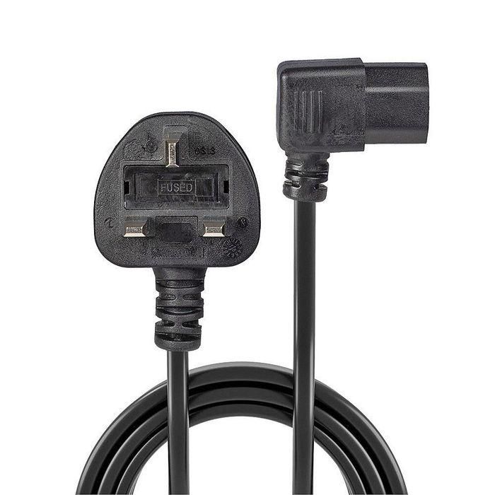 Lindy 1m UK 3 Pin Plug to Right Angled IEC C13 Mains Power Cable, Black 1 Lindy 1m UK 3 Pin Plug to Right Angled IEC C13 Mains Power Cable, Black 1