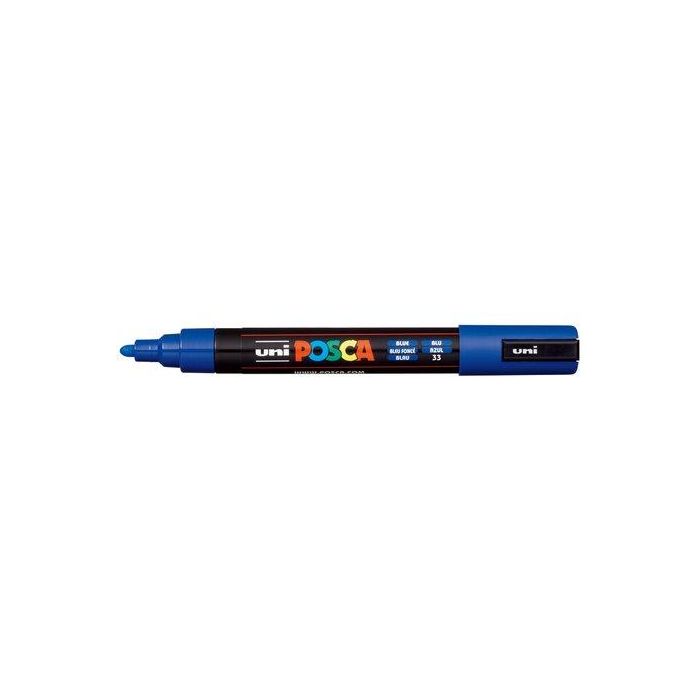 Posca PC-5M Rotulador de pintura punta cónica 1.8-2.5 mm, base agua, no tóxico, para metal, vidrio, plástico, piedra, tela - Azul