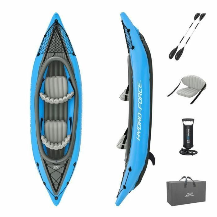 Bestway BES6941607358030 Kayak Hinchable Hydro-Force Cove Champion X2, 2 Plazas, 331x88cm, 180kg Máx, 2 Remos, Aletas Extraíbles 4