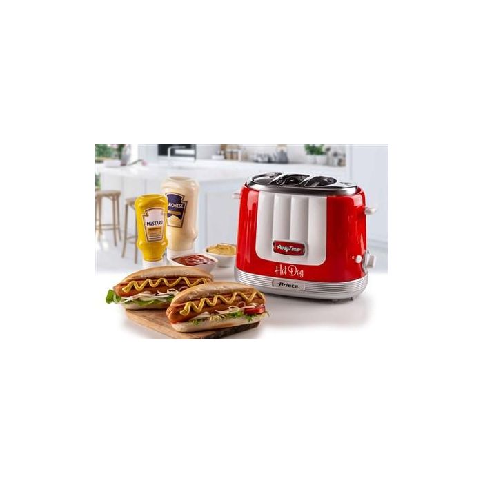Ariete 206/00 Máquina de Hot Dog Party Time Roja - 5 Niveles de Cocción, Expulsión Automática 3 Ariete 206/00 Máquina de Hot Dog Party Time Roja - 5 Niveles de Cocción, Expulsión Automática 3