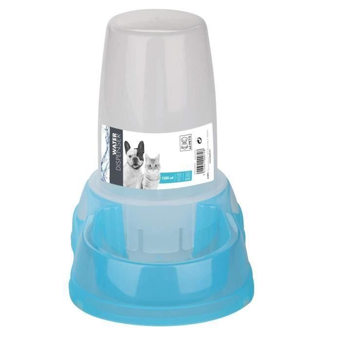 M Pets Dispensador de Agua Plástico Transparente 1500ml Azul para Gatos y Perros con Visibilidad de Nivel y Fácil Mantenimiento 1