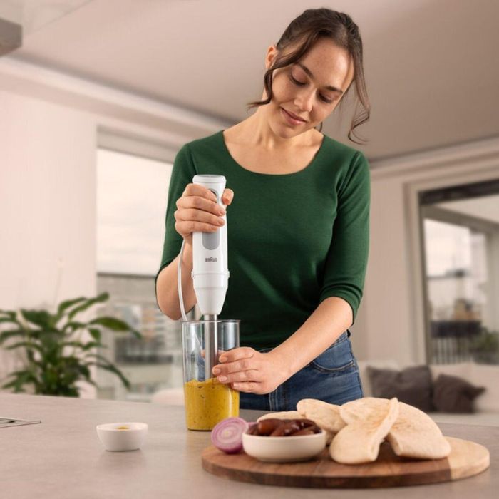 Braun MultiQuick 5 MQ 50001 M Batidora de inmersión 1000W, 21 Velocidades, Acero Inoxidable, Vaso, Sin BPA Gris/Blanco 1