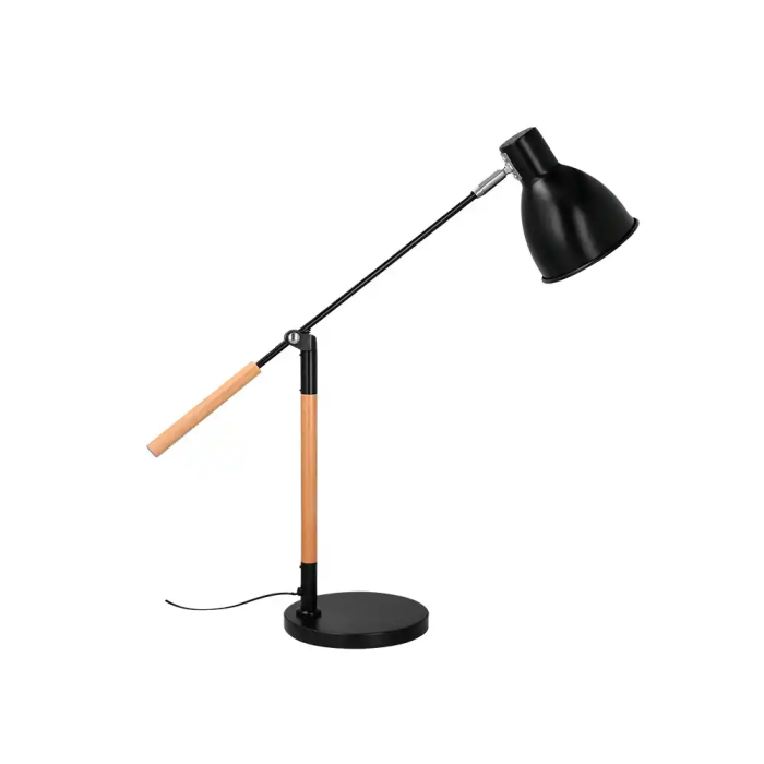 Q-connect Lampara Escritorio Deneb Metalica con Detalles Madera, Interruptor, 2 Articulaciones, Color Negro 2