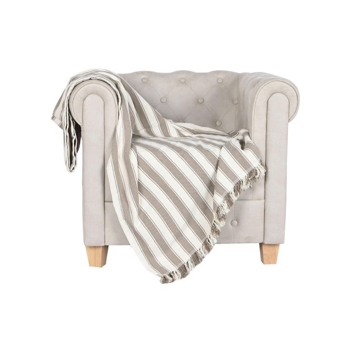 Plaid Basicos DKD Home Decor Beige Crudo 250 x 150 cm 4