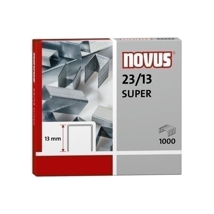 Novus Grapas Super 23-13 Para Grapadoras De Gruesos, Acero de Calibre Más Grueso, Caja 1000 Ud