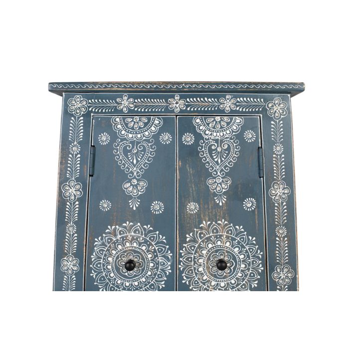 GINER Y COLOMER Mueble Auxiliar Pintado a Mano en Madera de Mango y MDF, Color Azul y Blanco 4