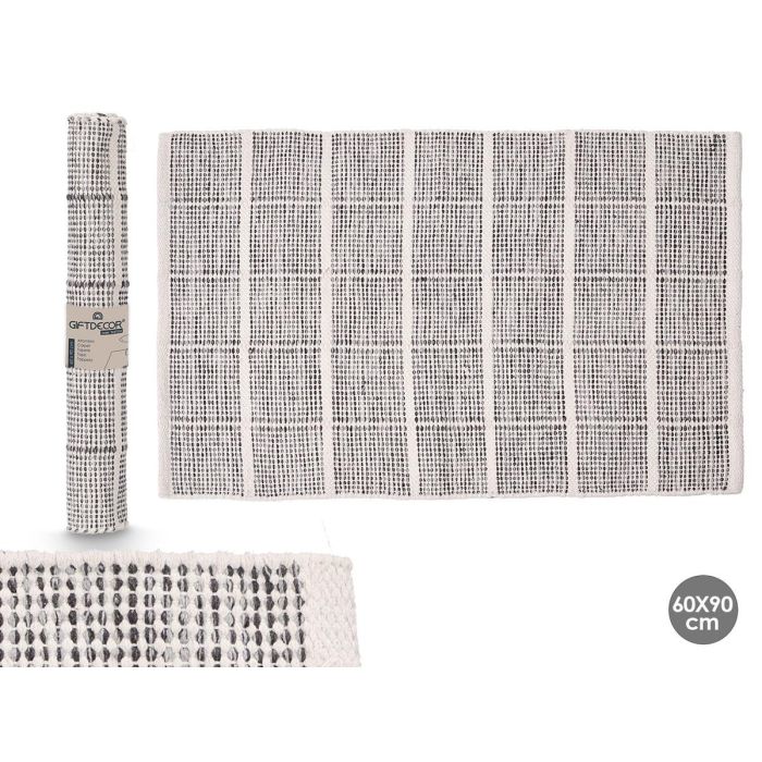 Giftdecor Alfombra Artesanal Cuadros Gris 60x90 cm, 75% Poliéster 25% Algodón, 1100 gsm (8 Unidades) Giftdecor Alfombra Artesanal Cuadros Gris 60x90 cm, 75% Poliéster 25% Algodón, 1100 gsm (8 Unidades)