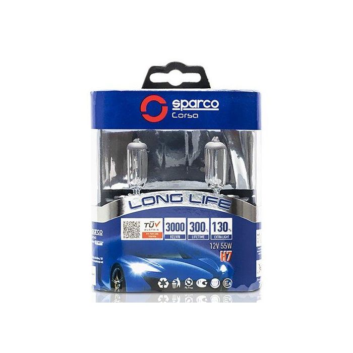 Bombilla para Automóvil Sparco Long Life E-Mark H7 12V 55W 3000K Bombilla para Automóvil Sparco Long Life E-Mark H7 12V 55W 3000K