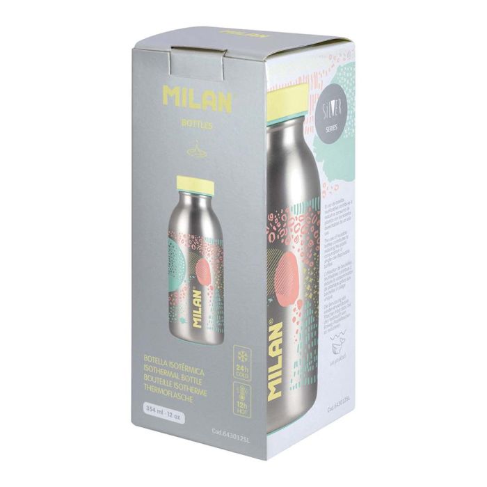 Botella isotérmica de acero inoxidable serie silver, amarillo 354 ml 1 Botella isotérmica de acero inoxidable serie silver, amarillo 354 ml 1