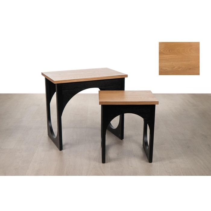 Set de mesas Romimex Negro Natural Madera MDF 2 Piezas 1