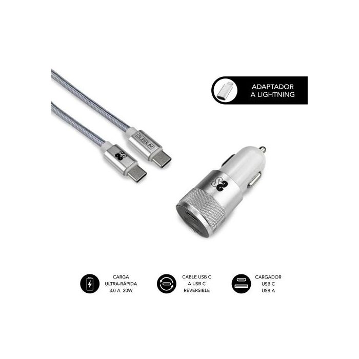 SUBBLIM Cargador coche Dual PD20W+QC3.0+C to C/Lightning S 0 SUBBLIM Cargador coche Dual PD20W+QC3.0+C to C/Lightning S 0
