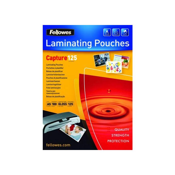 Fellowes Fundas De Plastificar 125 Micras A5 Brillo Pack 100 Ud
