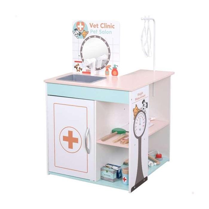 Hospital veterinario de madera con 17 piezas 47,5x47,5x75,5 cm Hospital veterinario de madera con 17 piezas 47,5x47,5x75,5 cm