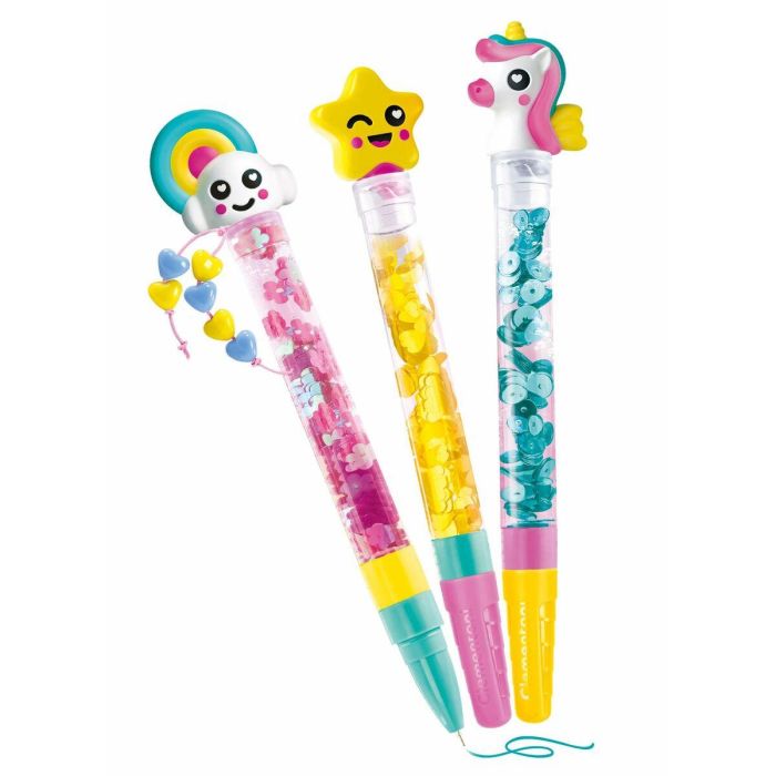 Clementoni 18827 Laboratorio creativo de Bolígrafos Fantasy para montar y personalizar 3 bolis con 4 tintas y personajes Juego +6 años 1