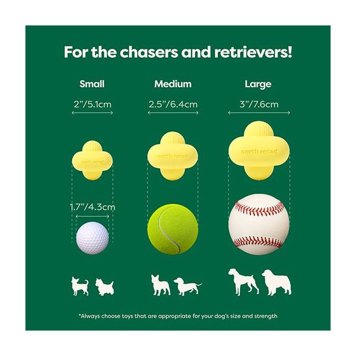 Earth Rated Juguete Fetch para Perro, Tamaño S, Amarillo. Caucho natural que flota, con rebote impredecible. Ideal para perros hasta 7kg. 3 Earth Rated Juguete Fetch para Perro, Tamaño S, Amarillo. Caucho natural que flota, con rebote impredecible. Ideal para perros hasta 7kg. 3