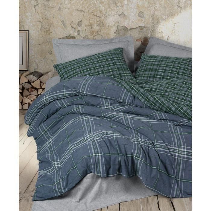 Juego de cama - 1 funda nórdica 220x240 cm + 2 fundas de almohada 60x60 cm - 50% algodón, 50% poliéster - Azul 1 Juego de cama - 1 funda nórdica 220x240 cm + 2 fundas de almohada 60x60 cm - 50% algodón, 50% poliéster - Azul 1
