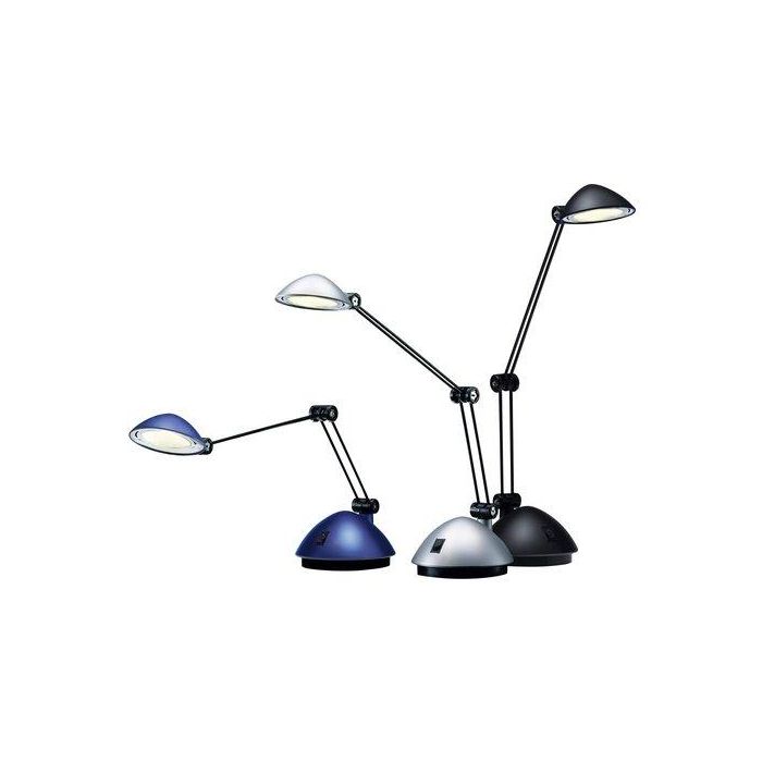 Archivo 2000 Lámpara de Escritorio LED 3W 200lm Brazo Articulado Luz Cálida Plata Metalizado - Ideal para Lectura y Oficina