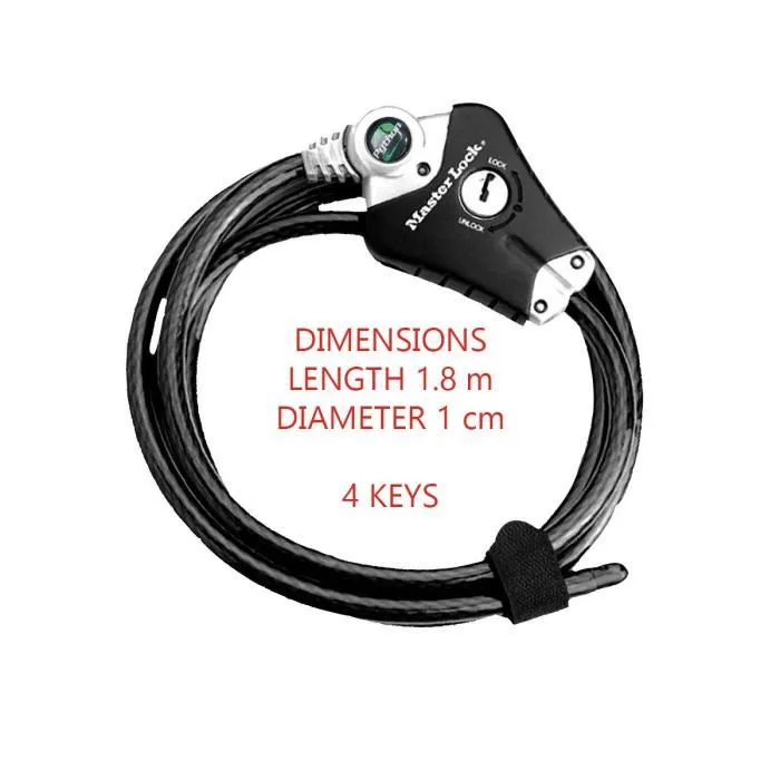 Master Lock Cable Antirrobo Patentado Ajustable de 30 cm a 1.8 m para Seguridad Exterior 3