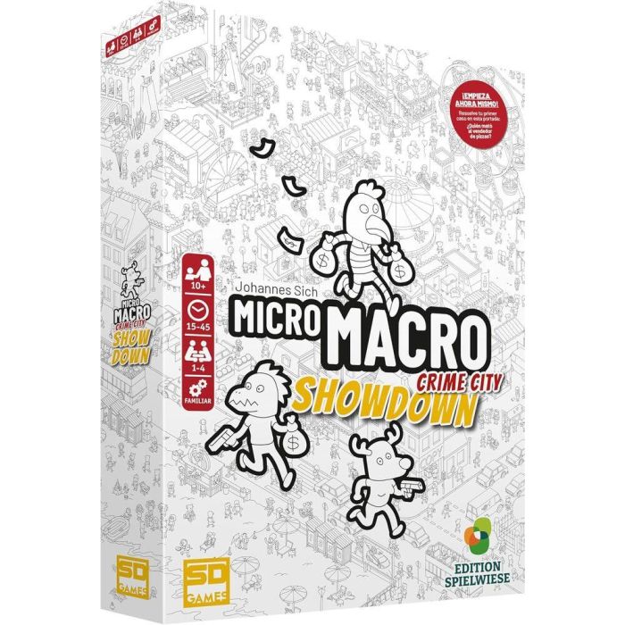 SD GAMES MicroMacro Showdown: Juego de mesa independiente de misterio y deducción en español | +10 años, 1-4 jugadores