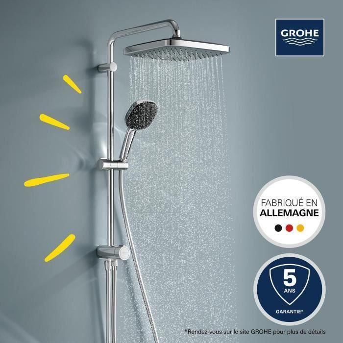 Columna de ducha con desviador manual - Ahorro de agua - GROHE Vitalio Comfort 250 - Cromo - 26698001 4 Columna de ducha con desviador manual - Ahorro de agua - GROHE Vitalio Comfort 250 - Cromo - 26698001 4