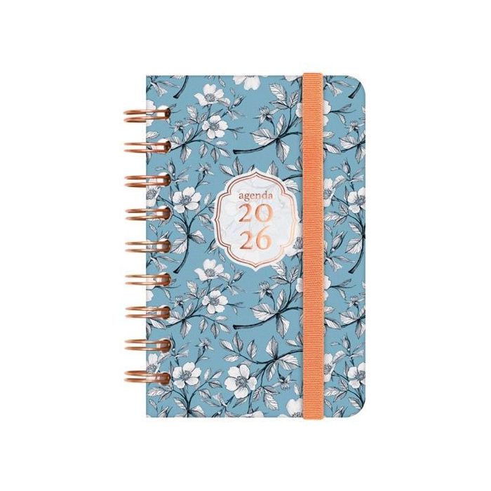 Finocam E3-79x127 mm Svh Agenda Espiral 2026 Tapa Dura Cotton. Diseño elegante y moderno con goma elástica y adhesivos