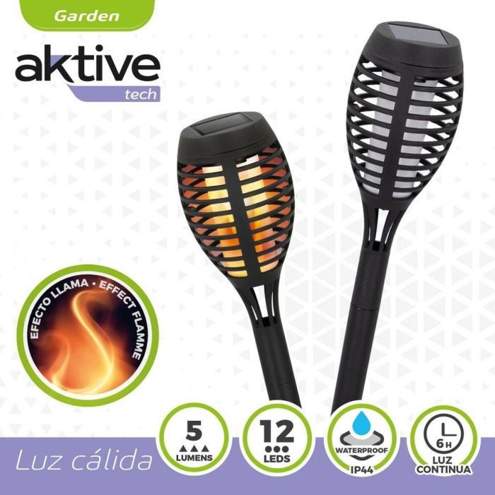 Set de antorchas solares de jardín Aktive Plástico 7,5 x 50 x 7,5 cm (4 Unidades) 4 Set de antorchas solares de jardín Aktive Plástico 7,5 x 50 x 7,5 cm (4 Unidades) 4