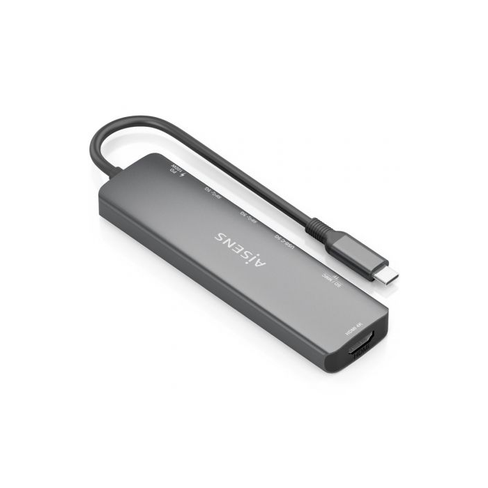 Docking USB Tipo-C Aisens ASUC-7P026-GR/ 1xHDMI/ 2xUSB/ 1xUSB Tipo-C / 1xUSB Tipo-C PD/ 1xLector Tarjetas/ Gris 1