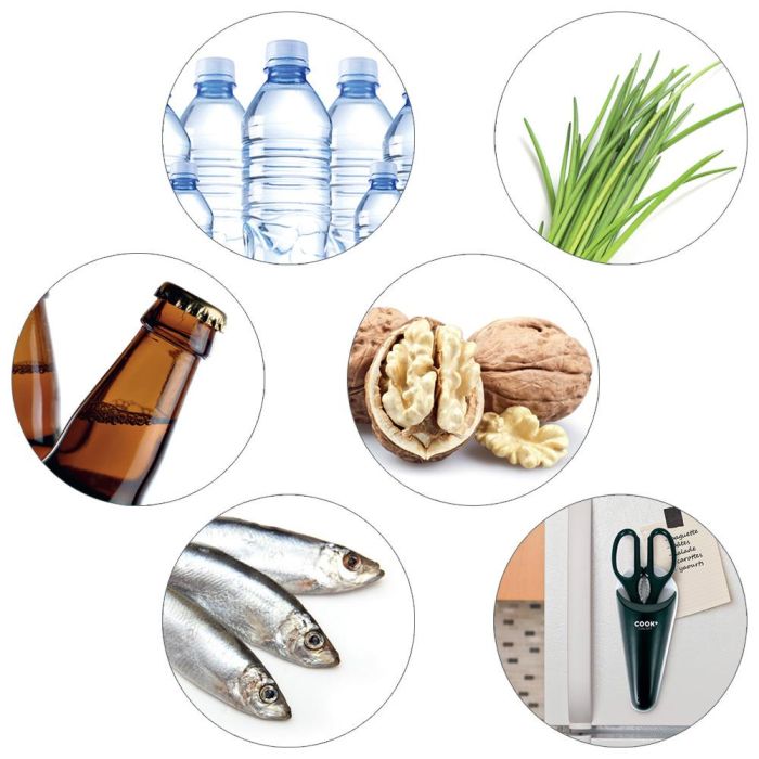 Cook Concept Tijeras Multifunción Magnéticas con Soporte para Nevera, Abrebotellas, Cascanueces, Rascador 5