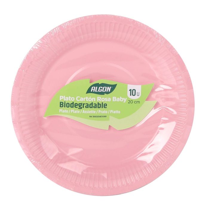 Set de 10 platos de cartón rosa Baby Soja 20 cm Algon (36 Unidades) 2