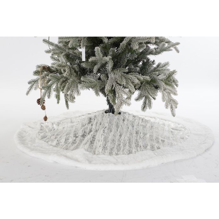 DKD Home Decor Base Moderna para Árbol de Navidad, Plateado y Blanco, 120x120x2 cm - Fabricada en Poliéster - Pack de 2 Unidades 2 DKD Home Decor Base Moderna para Árbol de Navidad, Plateado y Blanco, 120x120x2 cm - Fabricada en Poliéster - Pack de 2 Unidades 2