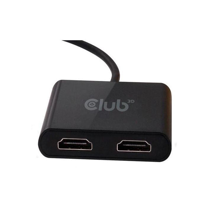 Club3D Adaptador USB-A 3.2 a HDMI 2.0 Dual Monitor 4K 60Hz - Conecta 2 pantallas 3840x2160, Plug & Play, Negro