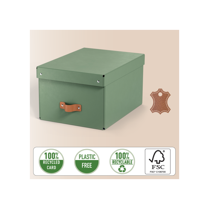 Pack 2 Cajas de Almacenamiento Cartón Mediana Color Verde Leitz 61490050 3