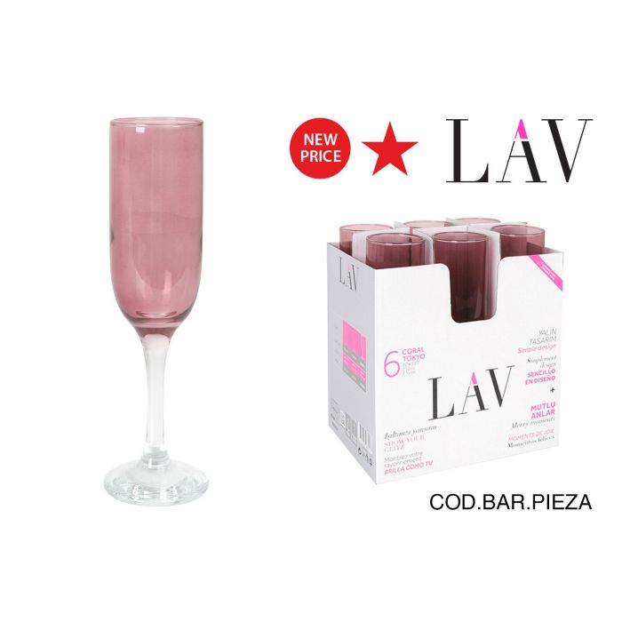 LAV Copa Flauta para Champagne 210 ml Color Rosa - Colección Tokyo Color (24 Unidades) LAV Copa Flauta para Champagne 210 ml Color Rosa - Colección Tokyo Color (24 Unidades)
