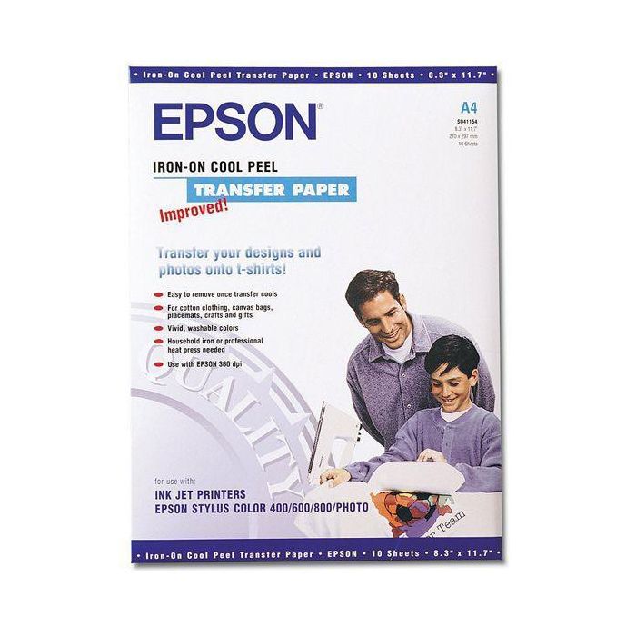 Epson Papel Transfer Iron-On Cool Peel, Transferencia Sobre Tela A4, 10 Hojas De 124 gr.