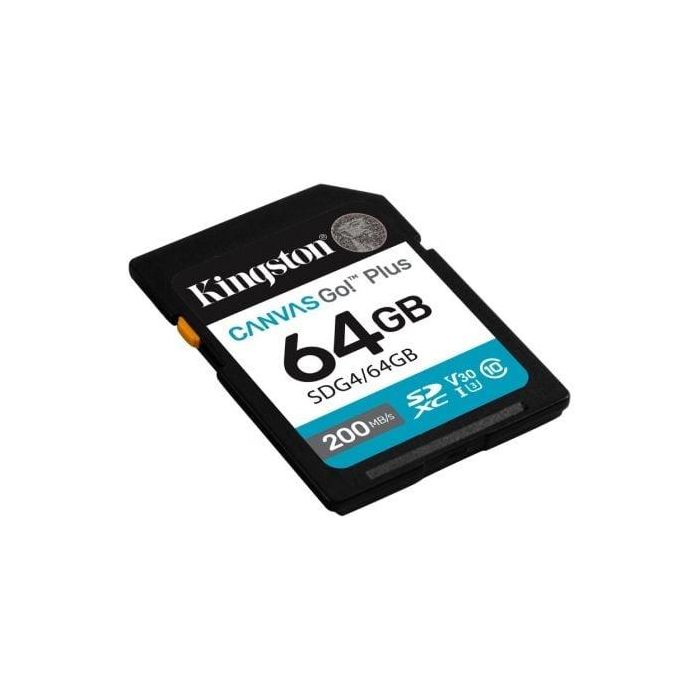 Kingston SDG4/64GB Tarjeta de Memoria SD CANVAS Go! Plus 64GB 200MB/s Lectura 160MB/s Escritura U3 V30 para 4K UHD DSLR 1 Kingston SDG4/64GB Tarjeta de Memoria SD CANVAS Go! Plus 64GB 200MB/s Lectura 160MB/s Escritura U3 V30 para 4K UHD DSLR 1