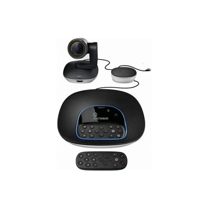 Logitech 960-001057 Sistema de Videoconferencia en Grupo Full HD, Zoom Digital 10x, Color Negro y Gris