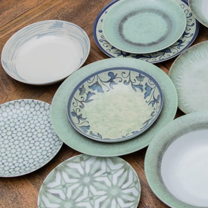 Plato Hondo Azul-Blanco Porcelana 21 X 21 X 5 cm