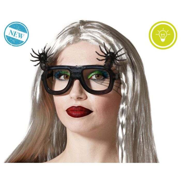 Gafas Negras Con Arañas Y Luz Led Para Halloween 0 Gafas Negras Con Arañas Y Luz Led Para Halloween 0