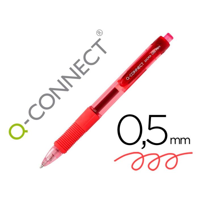 Boligrafo Q-Connect Sigma Retractil Con Sujecion De Caucho Tinta Gel 0,5 mm Color Rojo 12 unidades