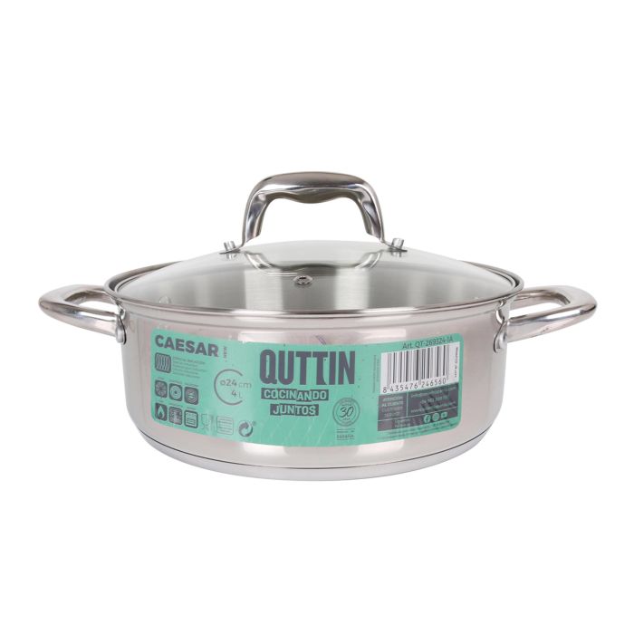 Quttin Cacerola con Tapa de Acero Inducción 24 cm / 4 L New Caesar (4 Unidades) 2 Quttin Cacerola con Tapa de Acero Inducción 24 cm / 4 L New Caesar (4 Unidades) 2
