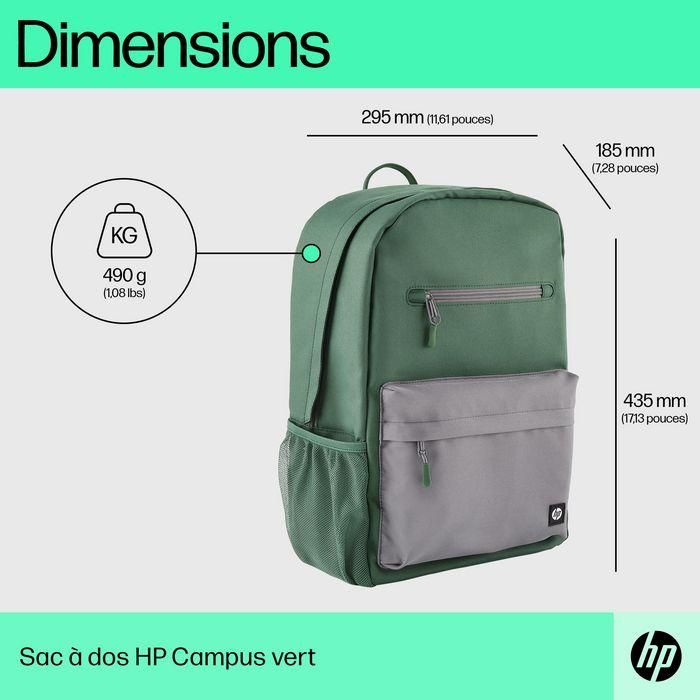 HP Mochila Campus Verde, Extra Segura con Cremallera Bloqueable y Bolsillo Acolchado para Portátil, Materiales Resistentes a la Lluvia 9 HP Mochila Campus Verde, Extra Segura con Cremallera Bloqueable y Bolsillo Acolchado para Portátil, Materiales Resistentes a la Lluvia 9